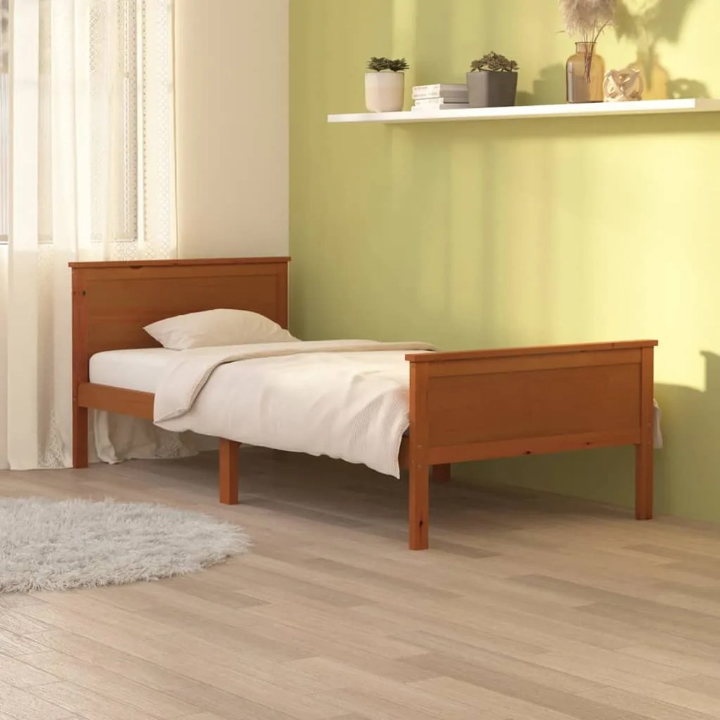 Giroletto Marrone Ambra İn Legno Massello Di Pino 90x200 Cm /