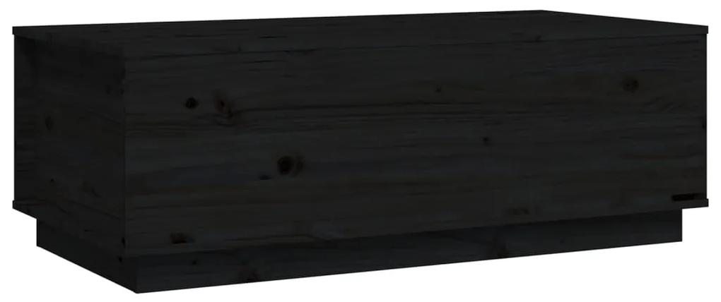 Tavolino da salotto nero 100x50x35 cm legno massello di pino