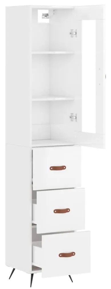 Credenza 34,5x34x180 cm in legno multistrato bianco lucido