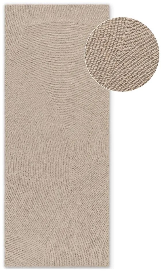 Passatoia beige in lana tessuta a mano 80x200 cm Eleni Light Beige – Hanse Home