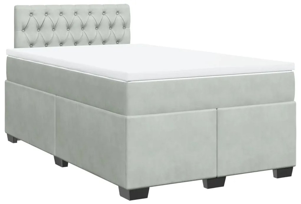 Giroletto a molle con materasso grigio chiaro 120x200cm velluto