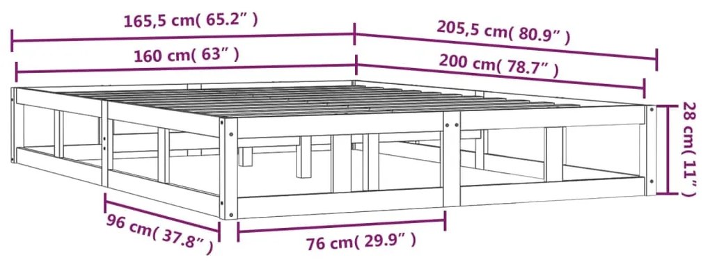 Giroletto Bianco 160x200 cm in Legno Massello