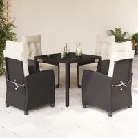 Set da Pranzo da Giardino 5 pz Nero con Cuscini in Polyrattancod mxl 111008