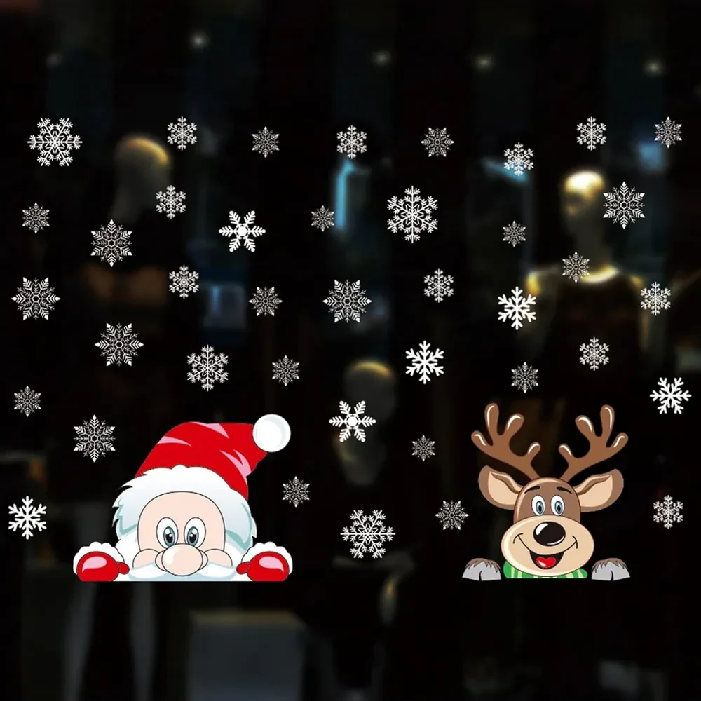 Adesivi per finestre natalizie con Babbo Natale e Rudolph che fanno