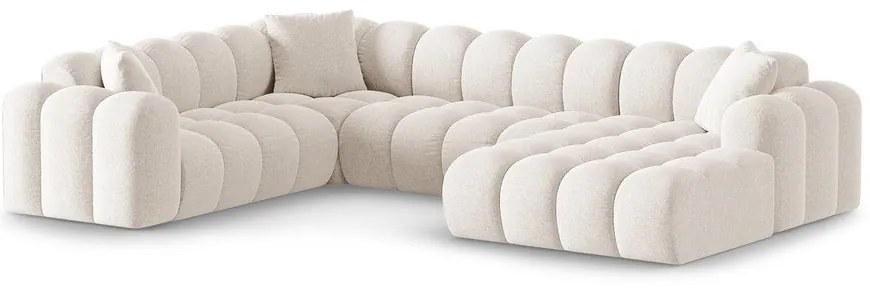 Divano angolare color crema (con penisola a sinistra/a U) con rivestimento in ciniglia Treno – Cosmopolitan Design