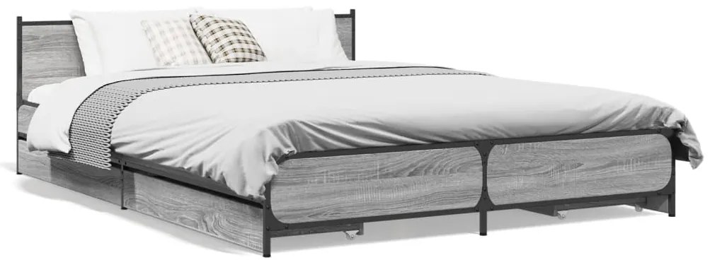 Giroletto Cassetti Grigio Sonoma 120x190 Cm Legno Multistrato /