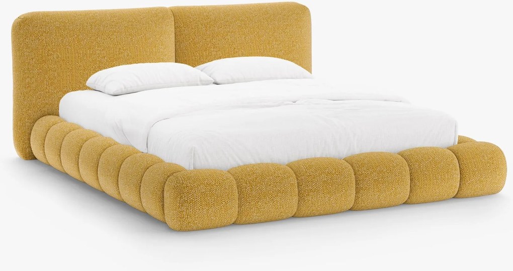 Letto imbottito Solange con contenitore in chenille Silencio – 180x200 cm