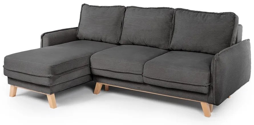 Divano letto variabile in velluto a coste grigio divano angolare Tori - Bonami Selection