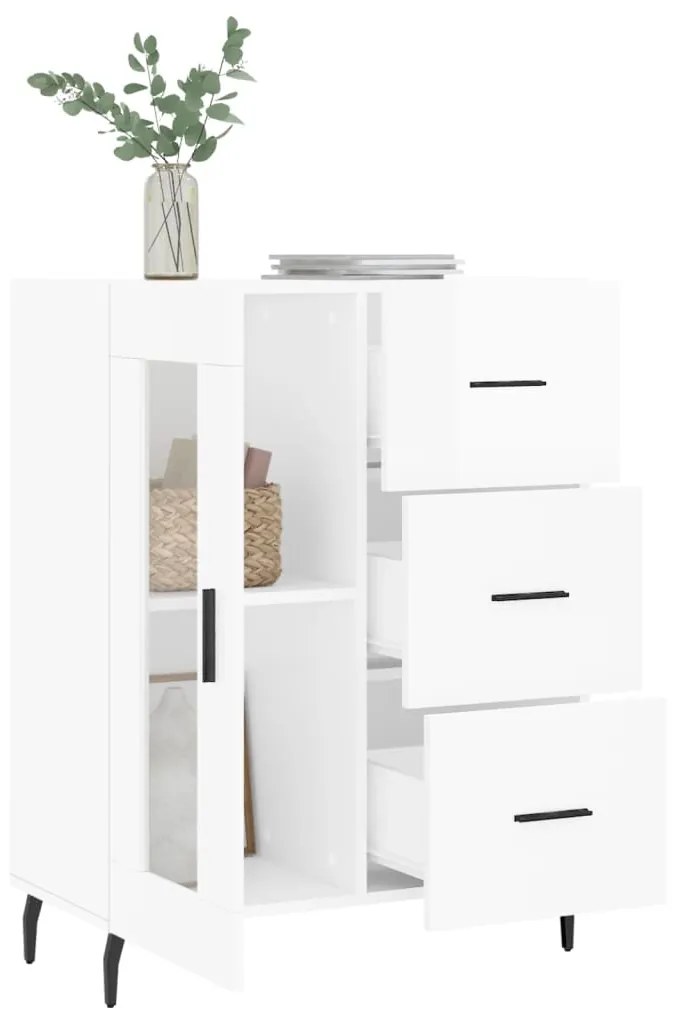 Credenza 69,5x34x90 cm in legno multistrato bianco lucido