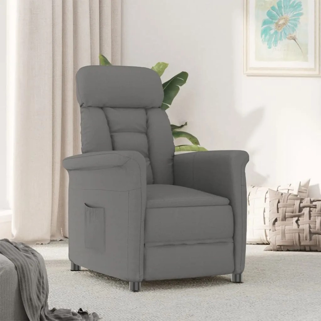 Poltrona Reclinabile Grigio Scuro İn Similpelle Scamosciata /