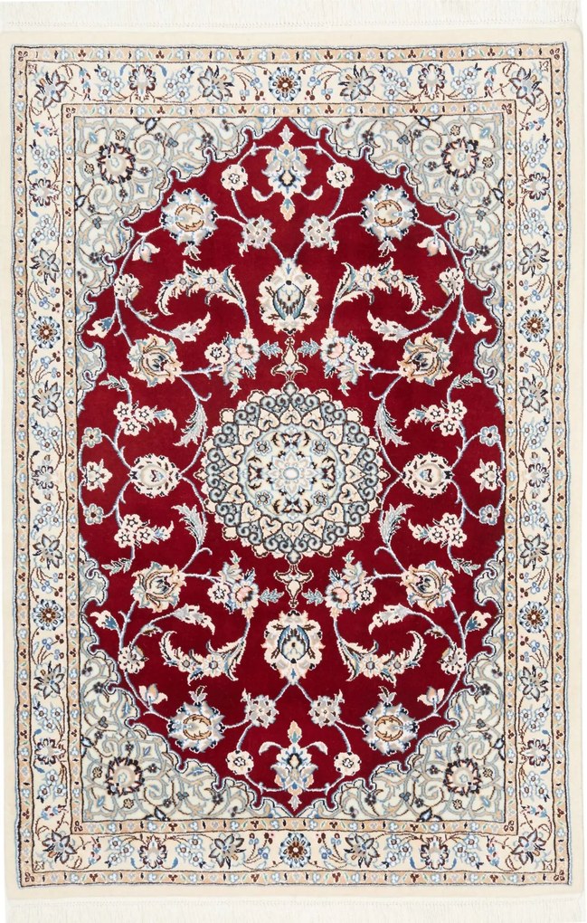 Nain Tappeto persiano 100x150 Rosso (Iran) Annodato A Mano