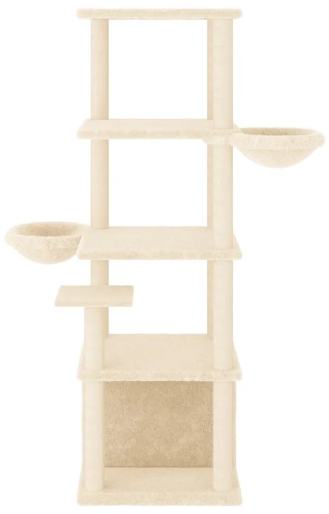 Albero per gatti con tiragraffi in sisal crema 147 cm