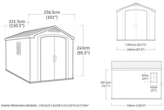 Casetta Da Giardino In Resina 256,4x331,5x245H Cm Factor 8x11 Beige Keter Con Mensole