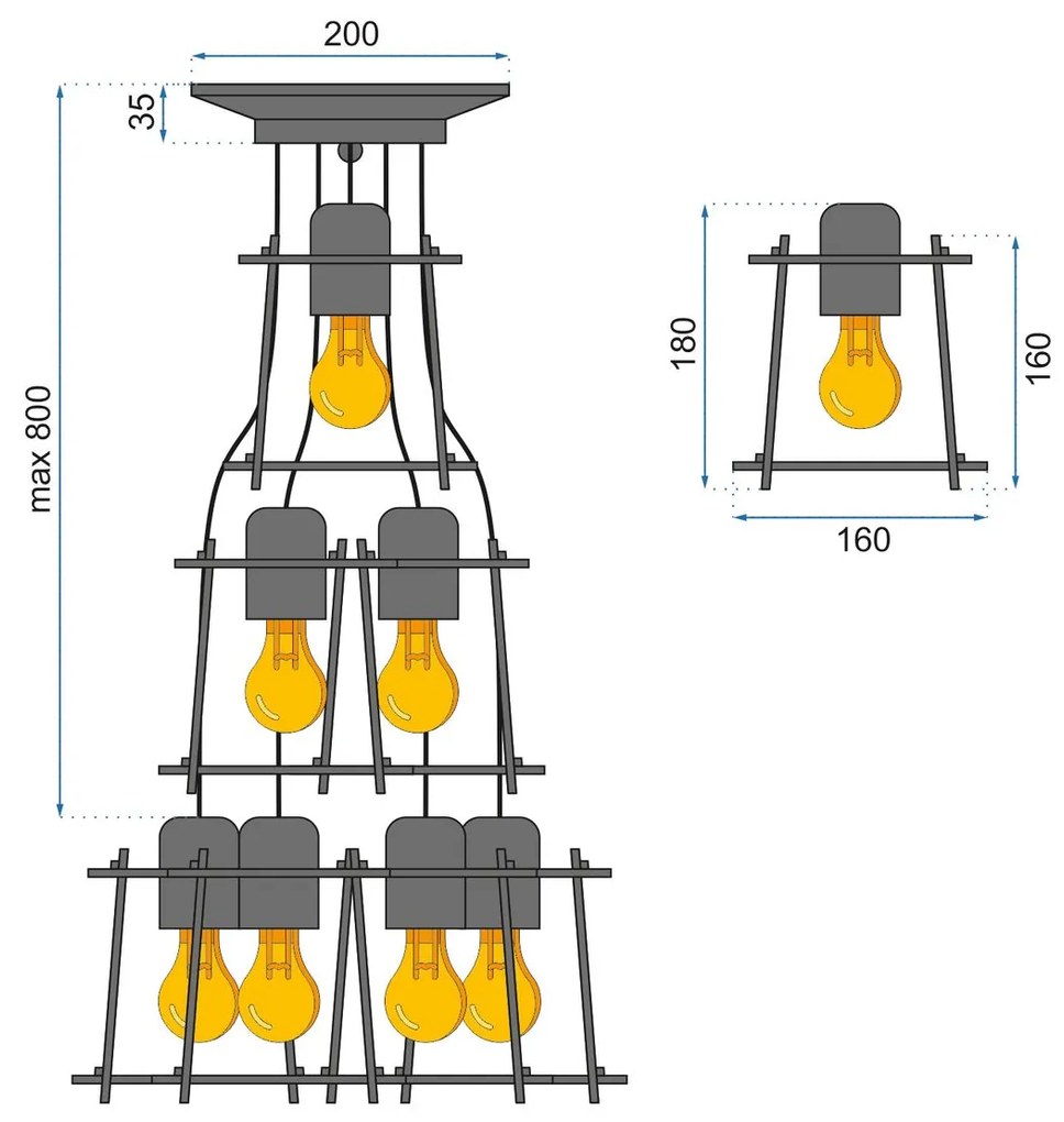 Lampada da soffitto pensile APP221-7CP