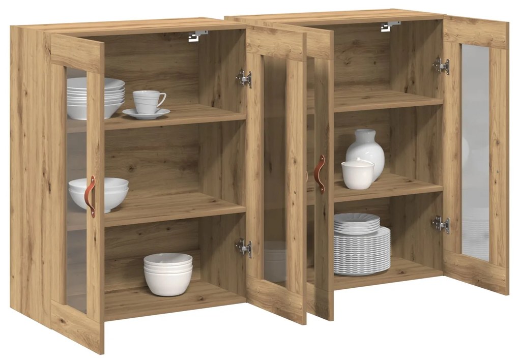 Armadio a muro set di 2 rovere artigianale legno massello di rovere