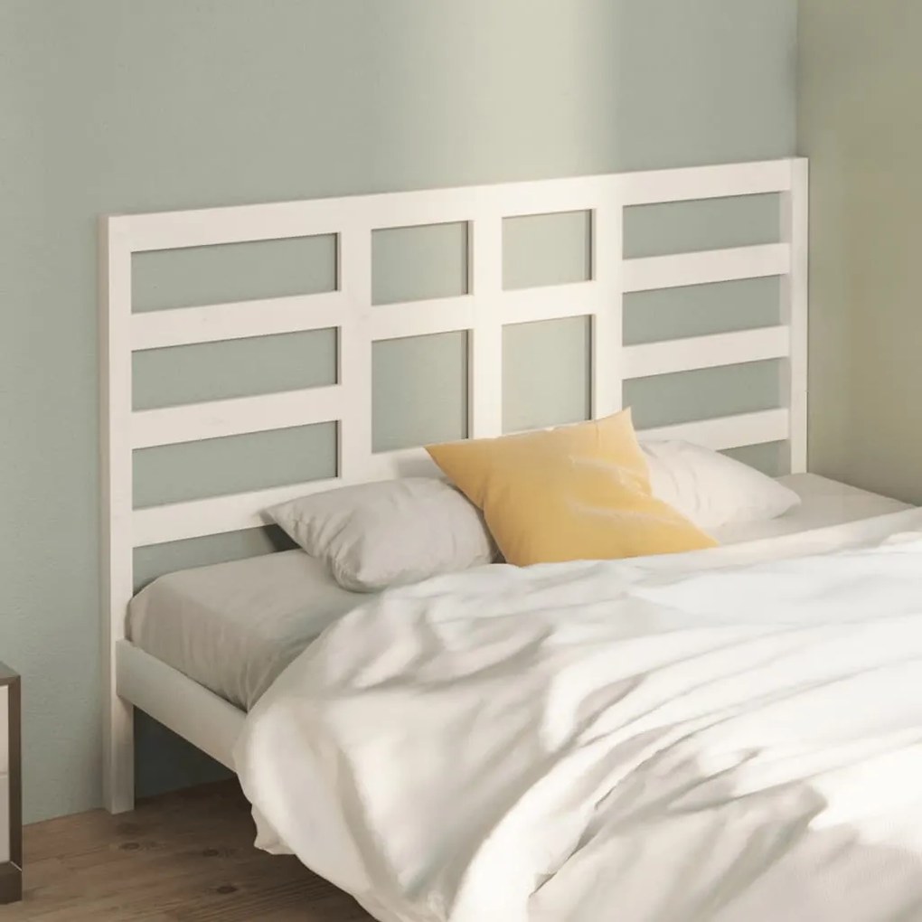Testiera Per Letto Bianca 141x4x104cm İn Legno Massello Di Pino /