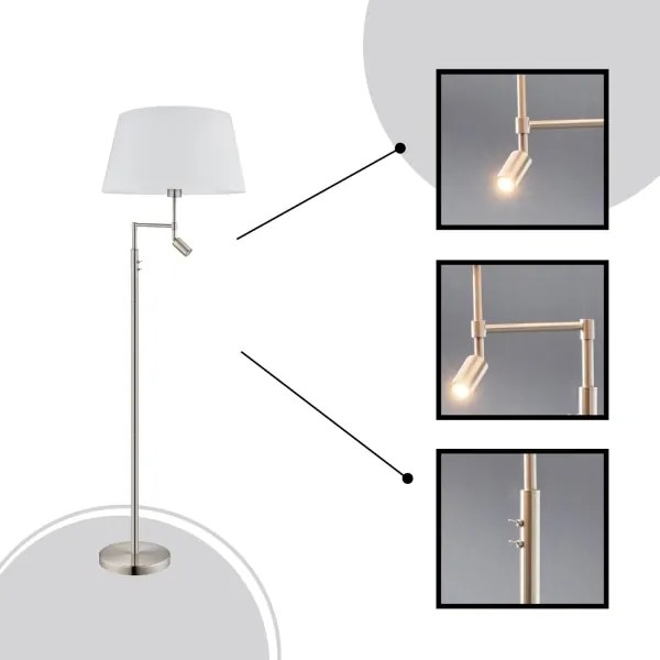 Eglo/Edi Lampada 55961 - Lampada LED da terra SANTANDER 1xE27/11W/230V + LED/2,3W