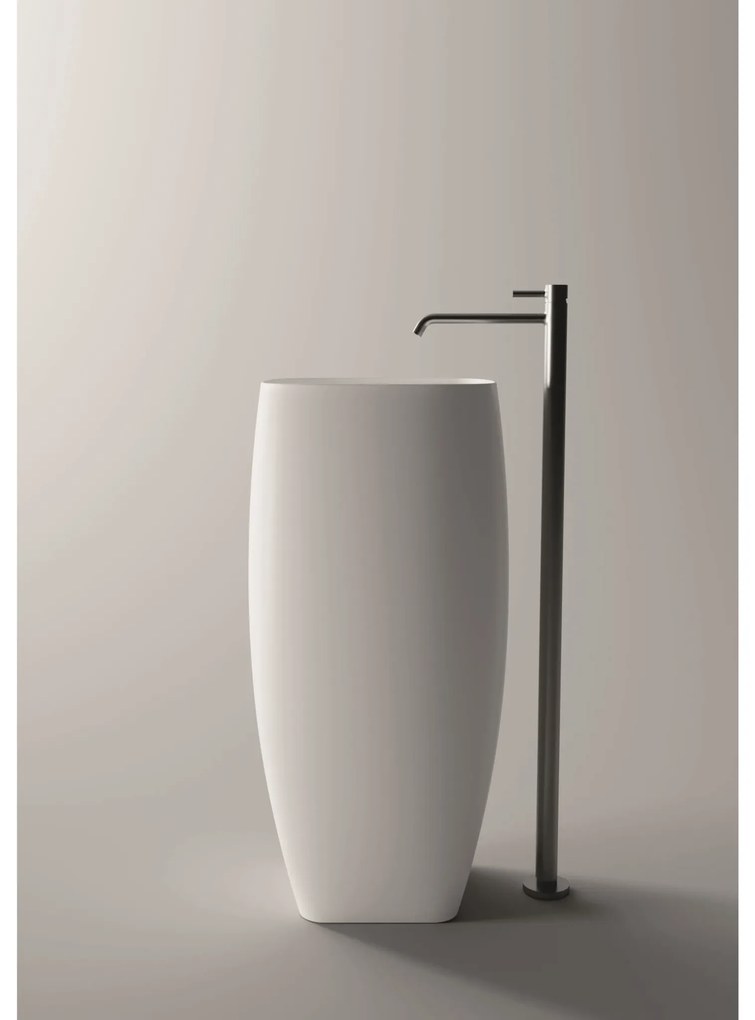 Lavabo Freestanding Con Scarico a Parete 47,5 Cm Alice Ceramica "Nur" Bianco Opaco