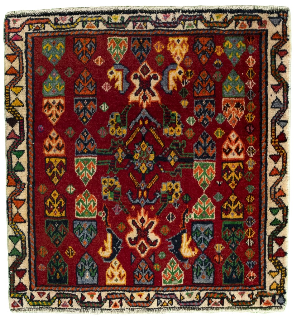 Shiraz Tappeto 60 x 60 Rosso (Iran) Annodato A Mano
