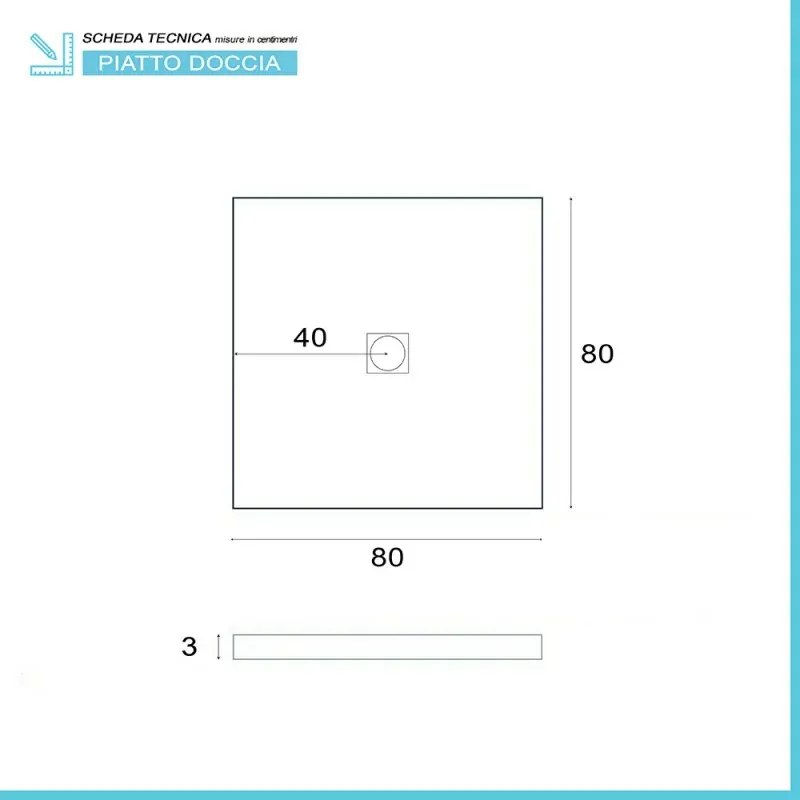 Piatto doccia su misura 80x80 Karen in resina effetto pietra grigio