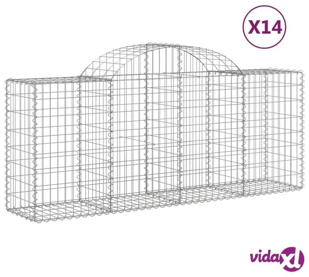 vidaXL Cesti Gabbioni ad Arco 14 pz 200x50x80/100 cm Ferro Zincato