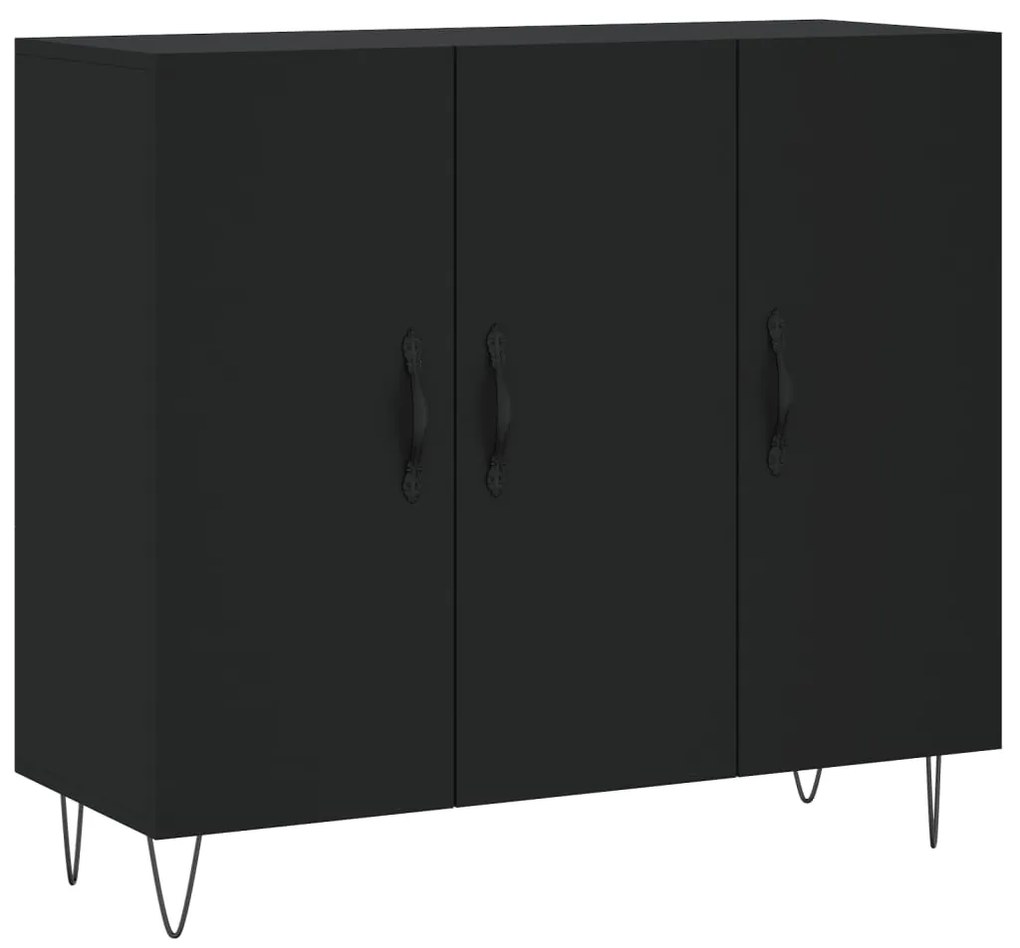 Credenza nera 90x34x80 cm in legno multistrato