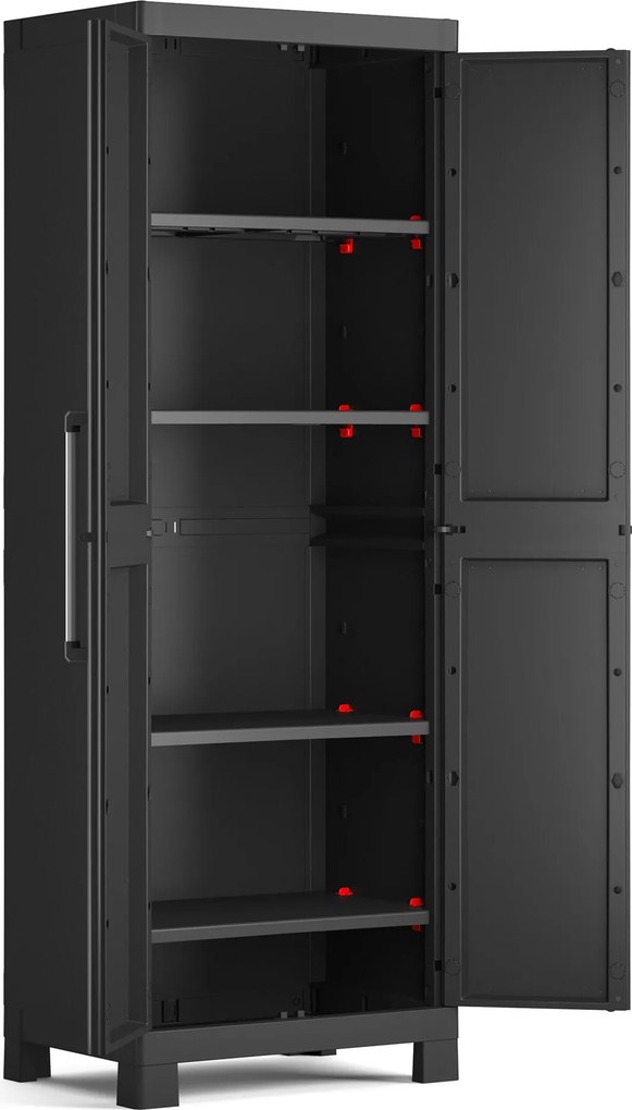 Armadio in Resina 4 Ripiani 65x45x182 cm Keter Detroit Alto Nero...