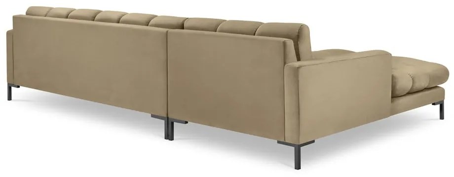 Divano angolare in velluto beige, angolo sinistro Bali - Cosmopolitan Design