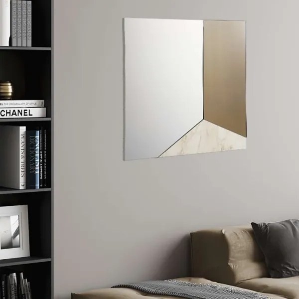 Specchio moderno 80x80 cm vetro bronzo e laminato effetto avorio - GEORGE