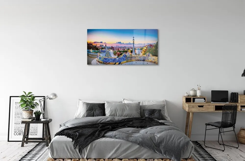 Quadro in vetro Spagna panorama della città 100x50 cm 2 appendini