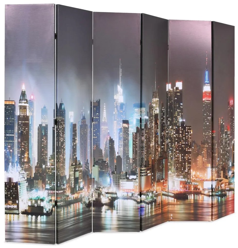 Paravento pieghevole 228x170 cm stampa new york di notte