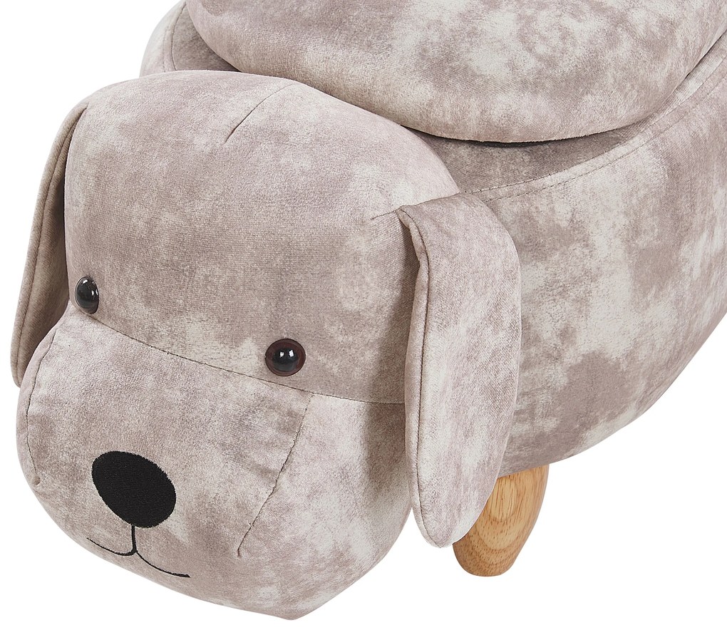 Pouf animaletto in velluto beige DOGGY Beliani