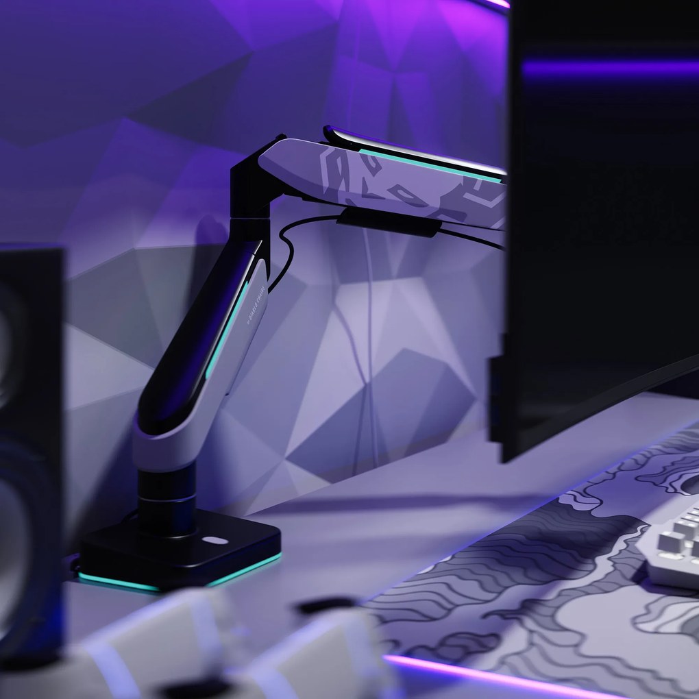 Supporto per monitor da 49" grigio-nero con LED RGB X-ARM