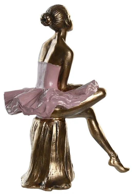 Statua Decorativa DKD Home Decor Rosa Bianco Resina Ballerina Classica Moderno (2 Unità) (15 x 10 x 19 cm)