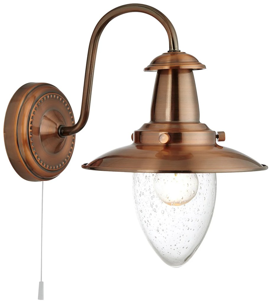 Applique Classica Fisher Man Acciaio Rame Vetro 1 Luce E27