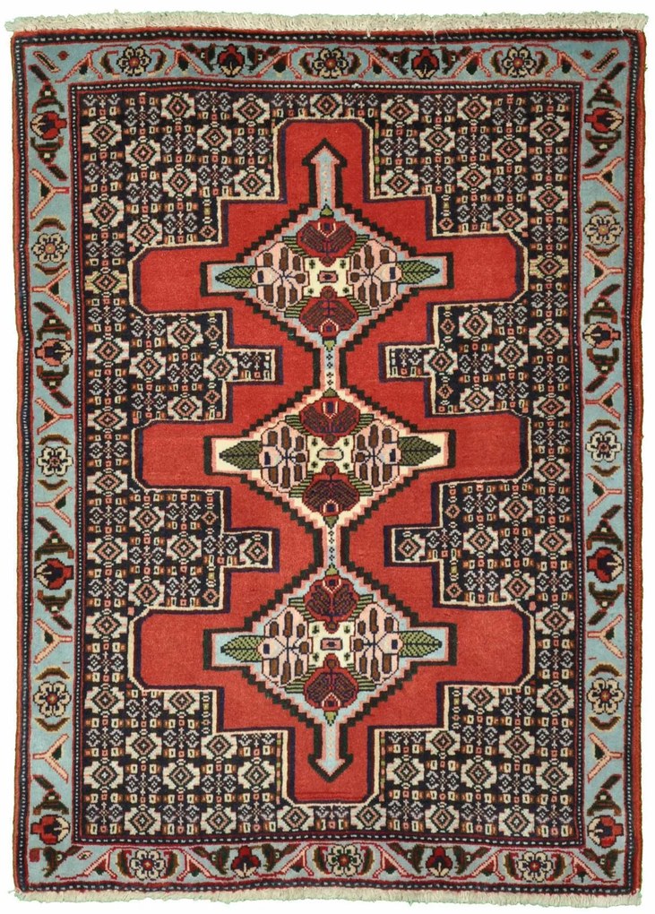 Sanandaj Tappeto 80 x 100 Rosso (Iran) Annodato A Mano