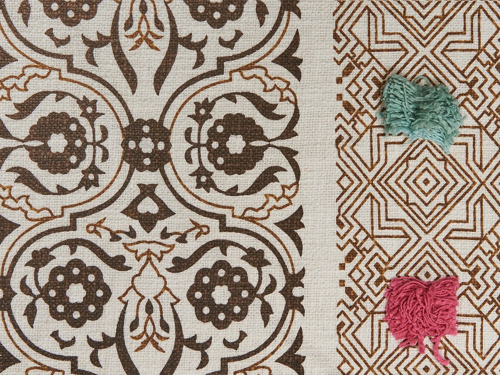 Coperta cotone marrone e beige 130 x 180 cm CHINSURAH Beliani