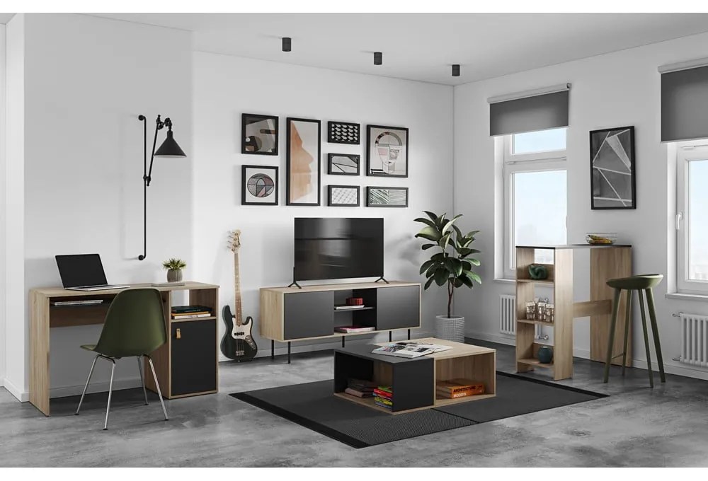 Tavolo da lavoro con piano in rovere 50x115 cm Oxford - TemaHome