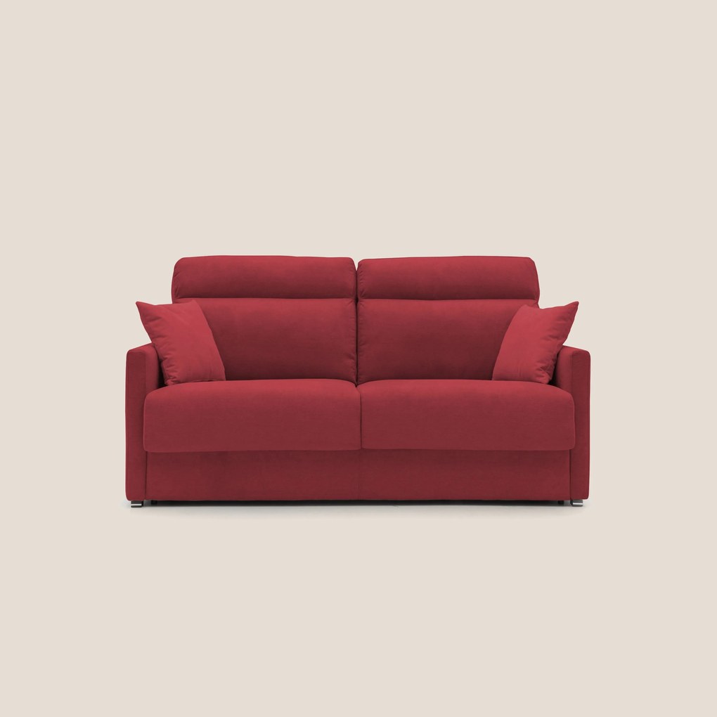 Margot Divano letto matrimoniale con schienale morbido alto in tessuto T02 rosso