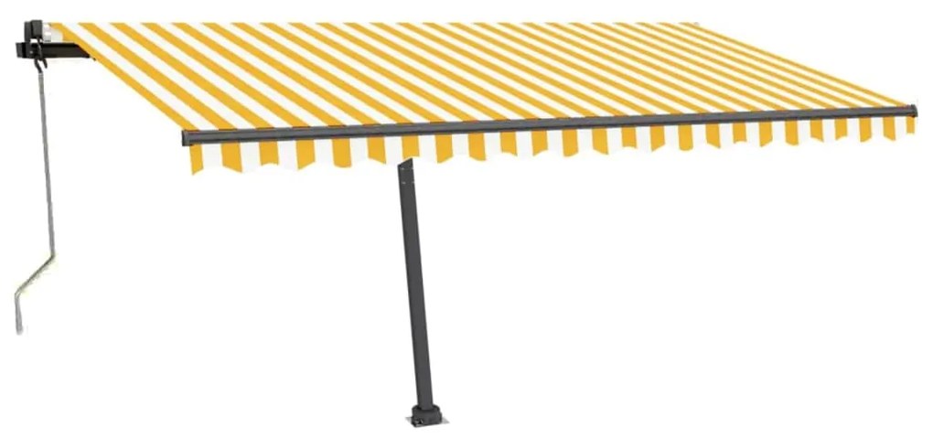 Tenda Automatica Sensore Vento e LED 400x350 cm Gialla Bianca