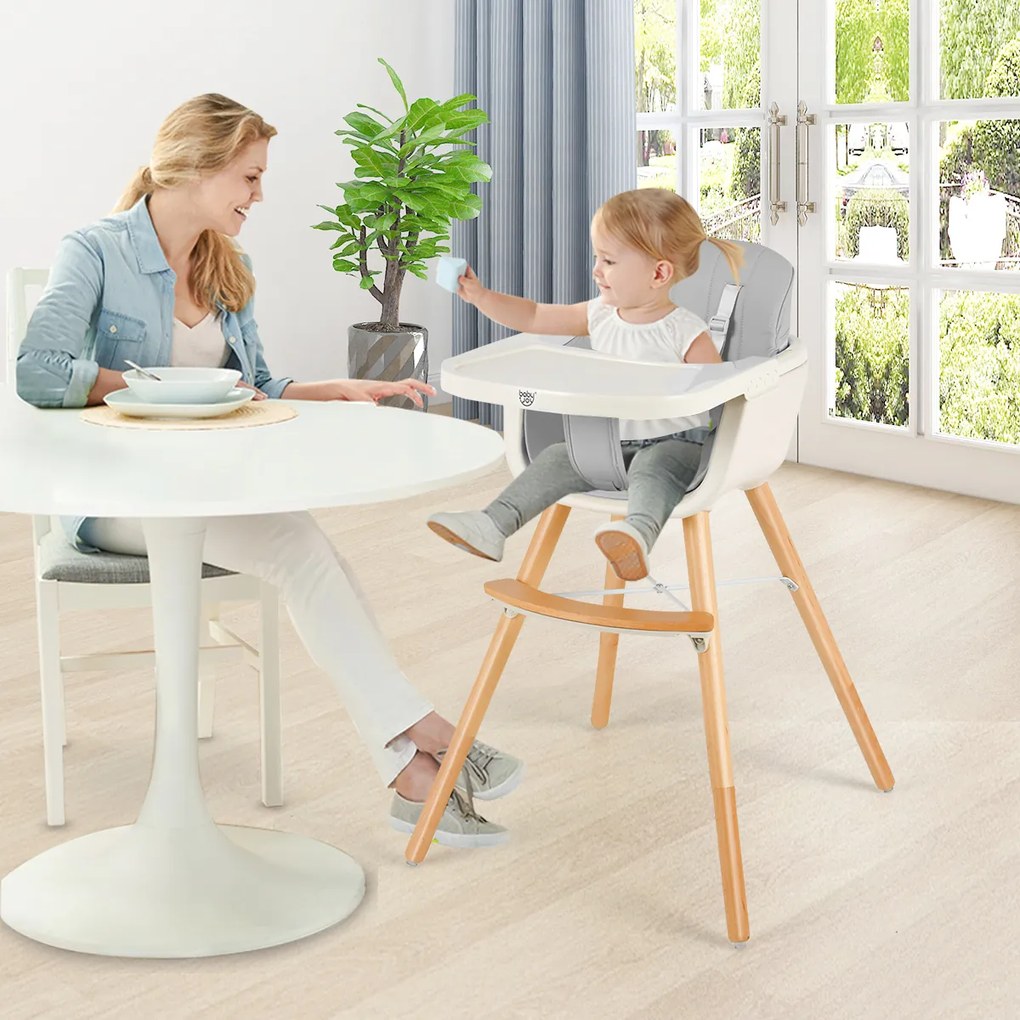 Costway Seggiolone per bambini con altezza regolabile cintura di sicurezza, Seggiolone per neonati 58x59x91cm Grigio