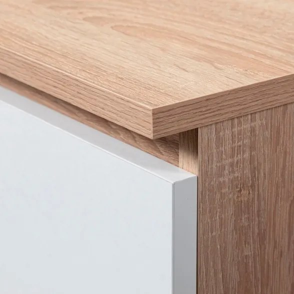 Cassettiera Moderna 60x40x120 Cm 5 Cassetti Bianco E Rovere Sonoma Artika