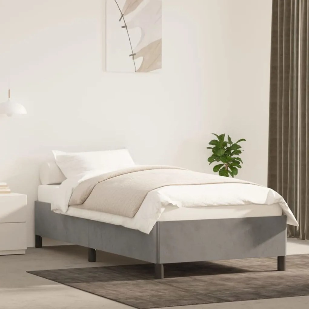 Giroletto Senza Materasso Grigio Chiaro 90x200 Cm Velluto /