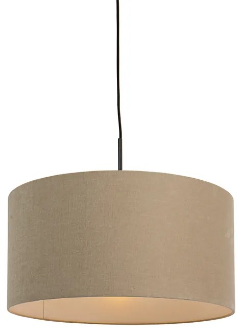 Lampada a sospensione rustica nera con paralume beige 50 cm - Combi