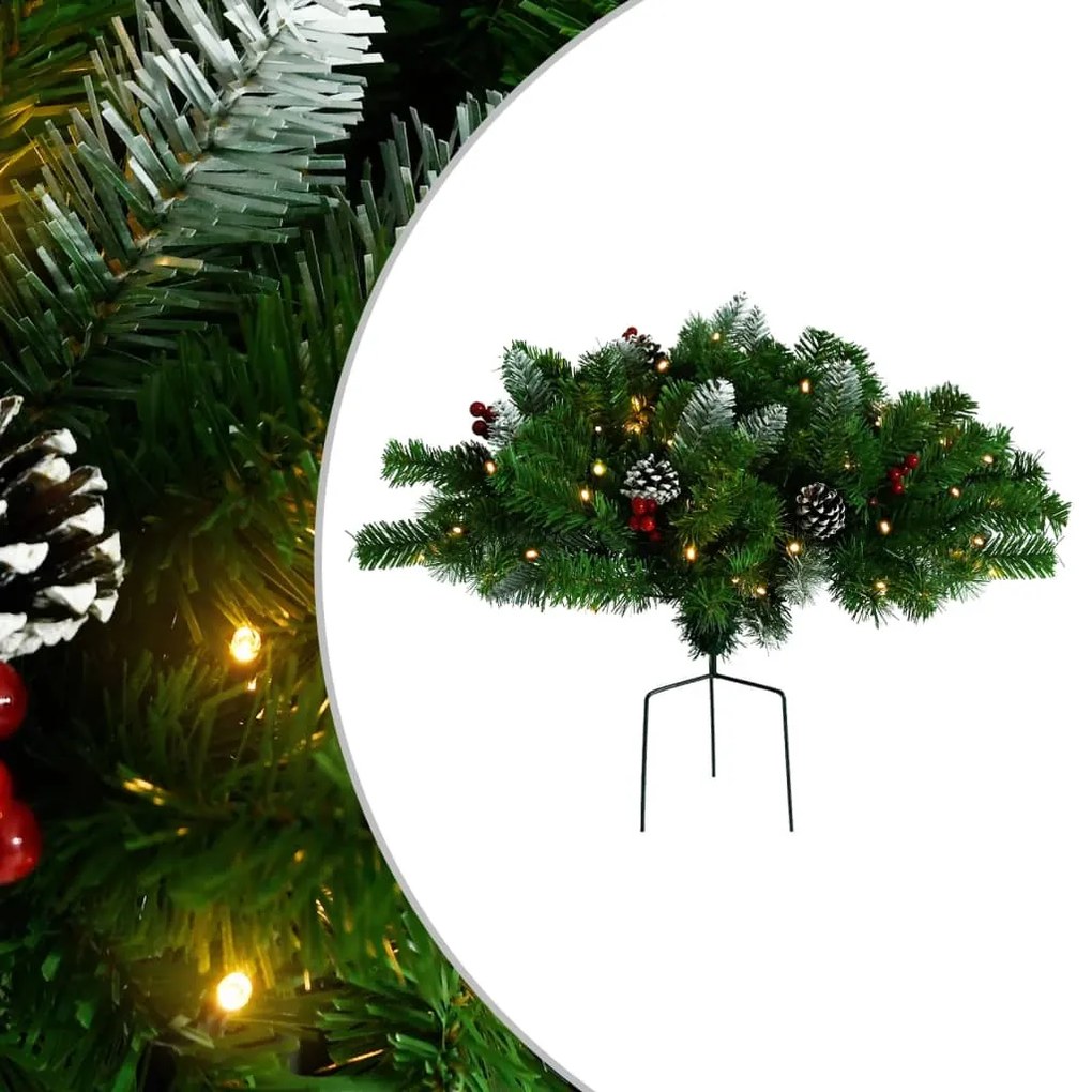 Alberi di Natale Artificiale per Viali 2 pz in PVC con LED, Verde LED / Artificiale per Viali / 40 cm