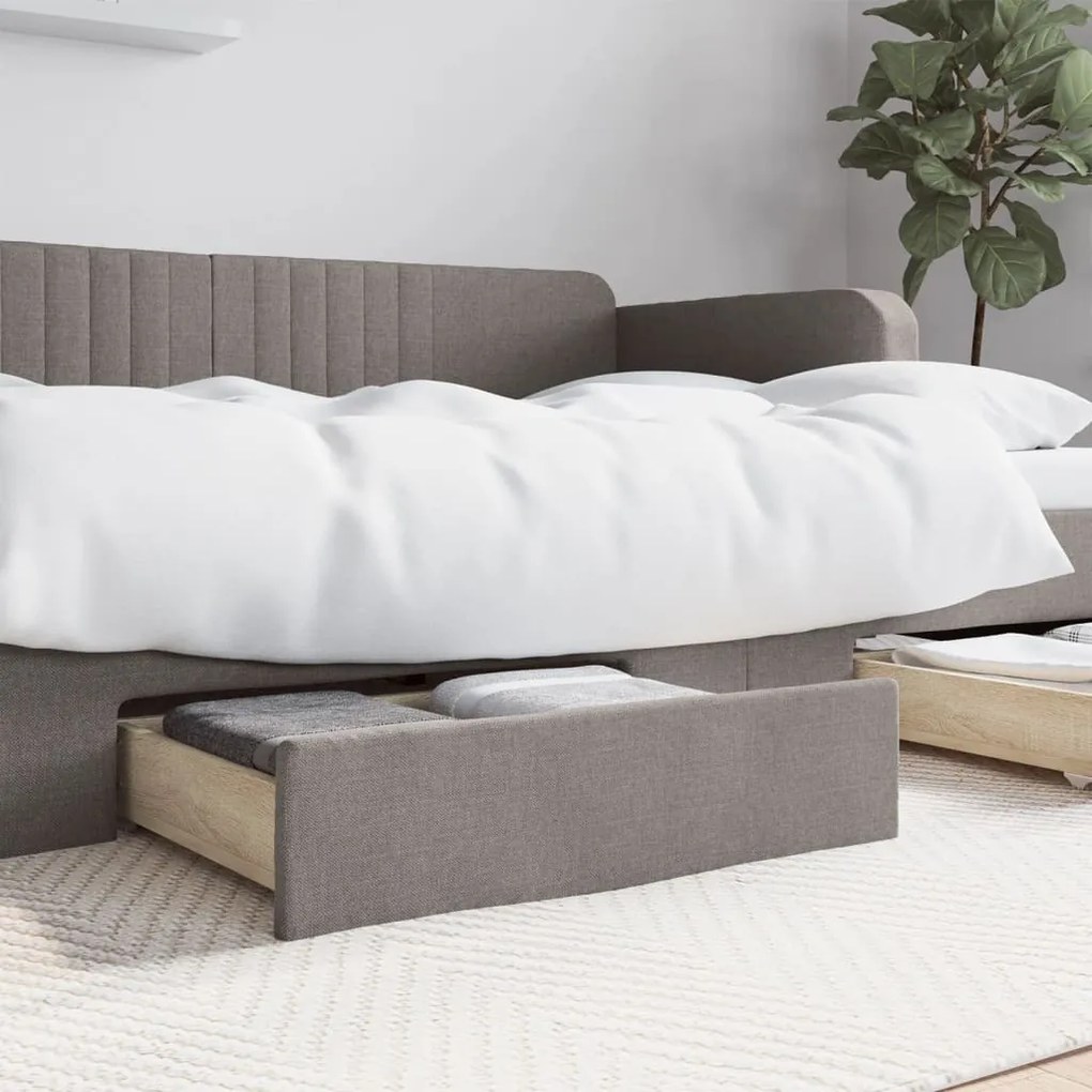 Cassetti Da Letto 2pz Tortora İn Legno Multistrato E Tessuto /