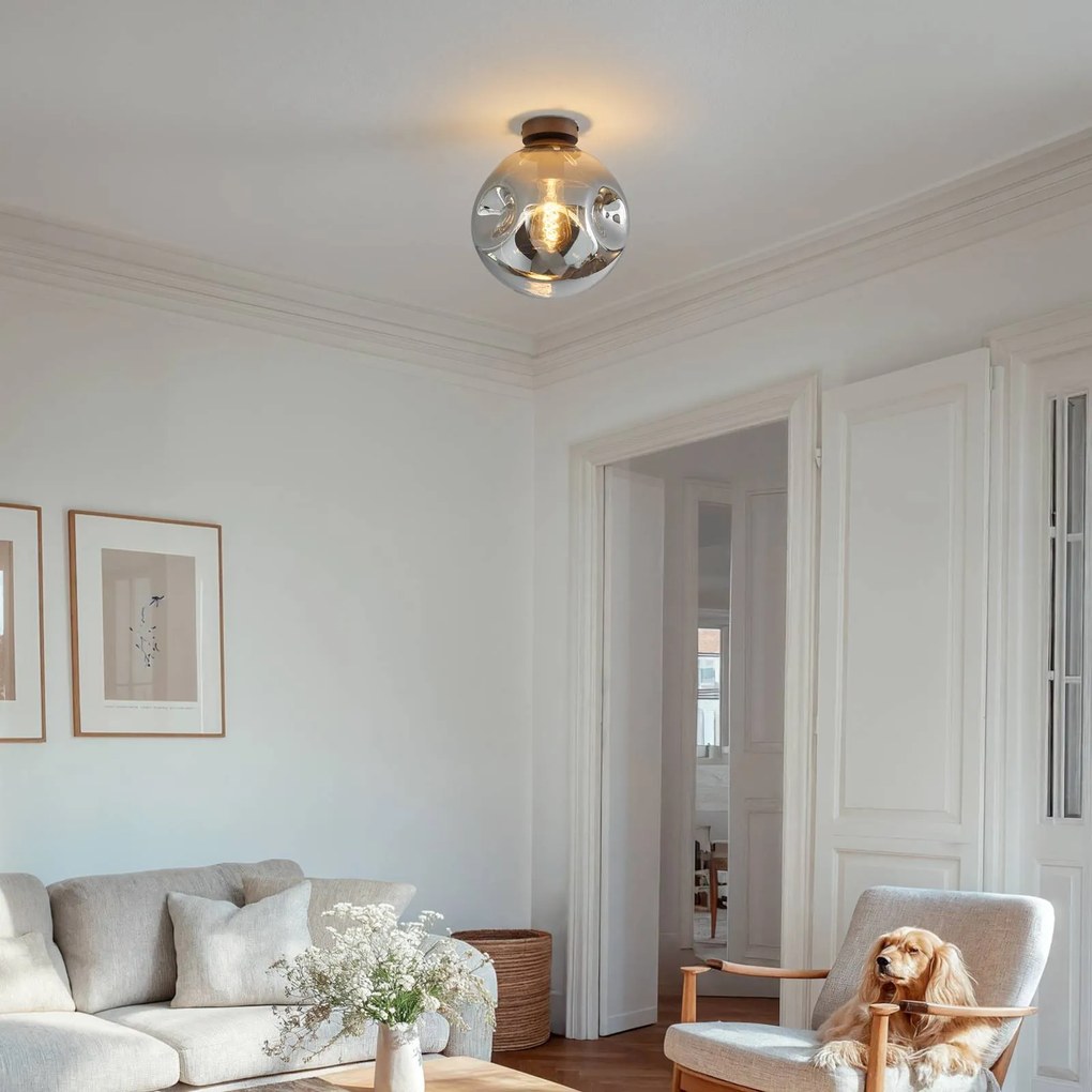 Plafoniera soffitto Valentina Lindby, dimmerabile, Alluminio / Grigio / Zincato, Corridoio, Vetro, Design, Plafoniera