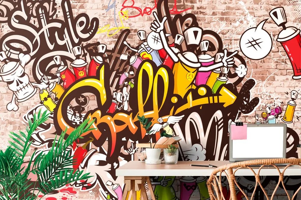Carta da parati – Muro graffiti allegro