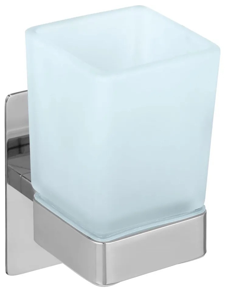 Coppa in vetro autoportante per spazzolini da denti in argento lucido Genova - Wenko