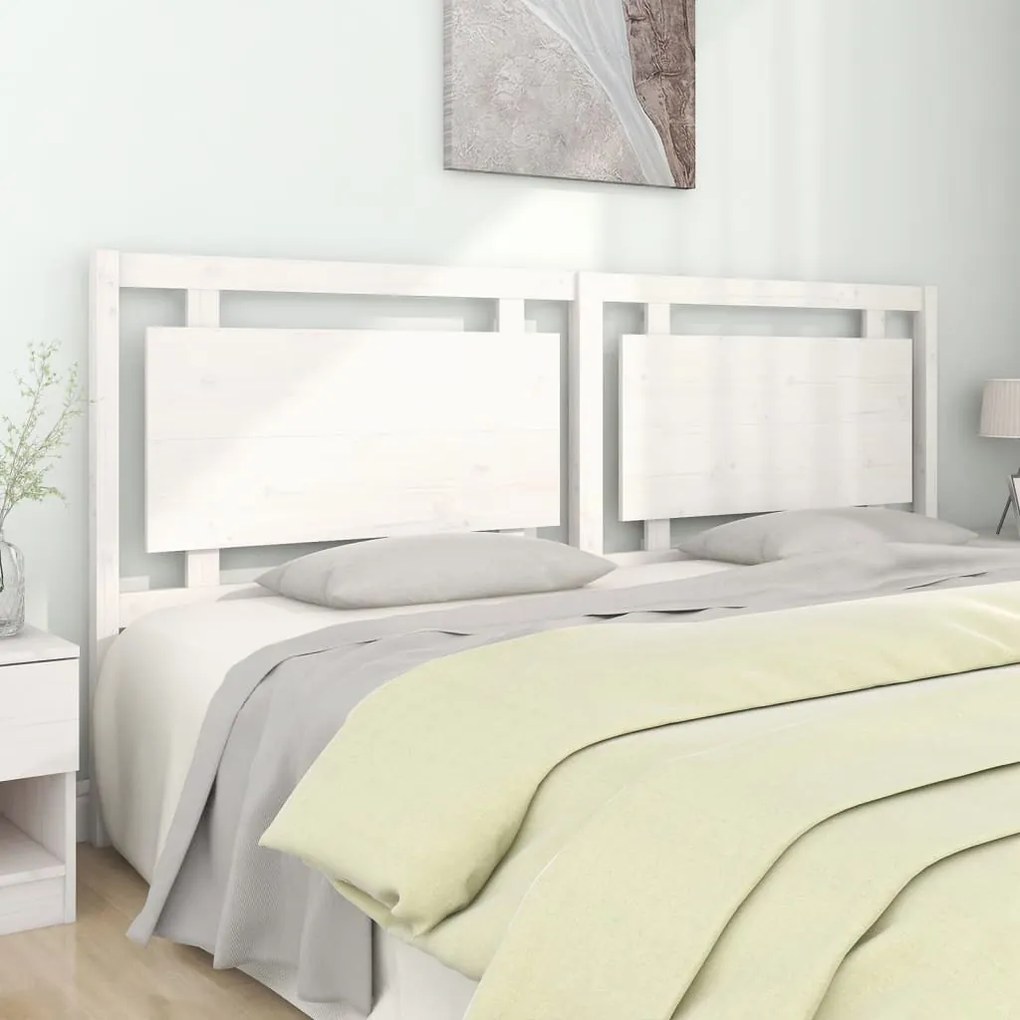 Testiera Per Letto Bianca 205,5x4x100 Cm Legno Massello Di Pino /